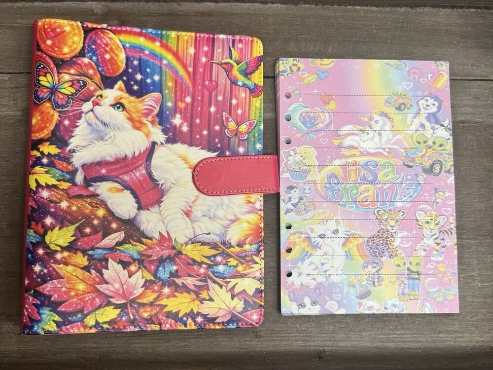 Lisa Frank Cat A5 Binder with printed paper
